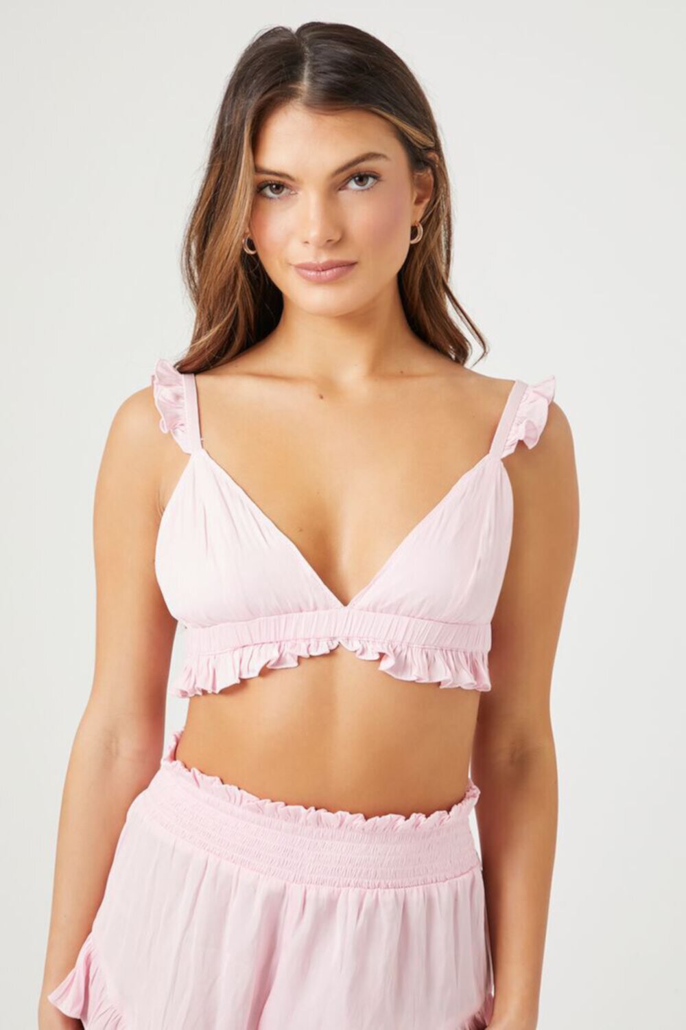 Женский Бюстгальтер FOREVER21 Satin Ruffle-Trim Lounge FOREVER21