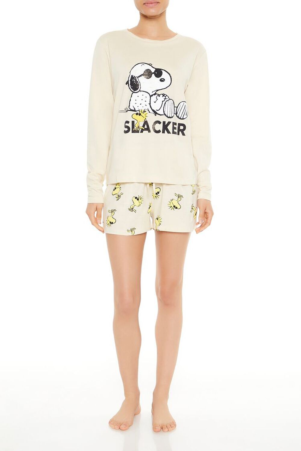 Женская Пижама FOREVER21 Snoopy Slacker Top & Shorts FOREVER21