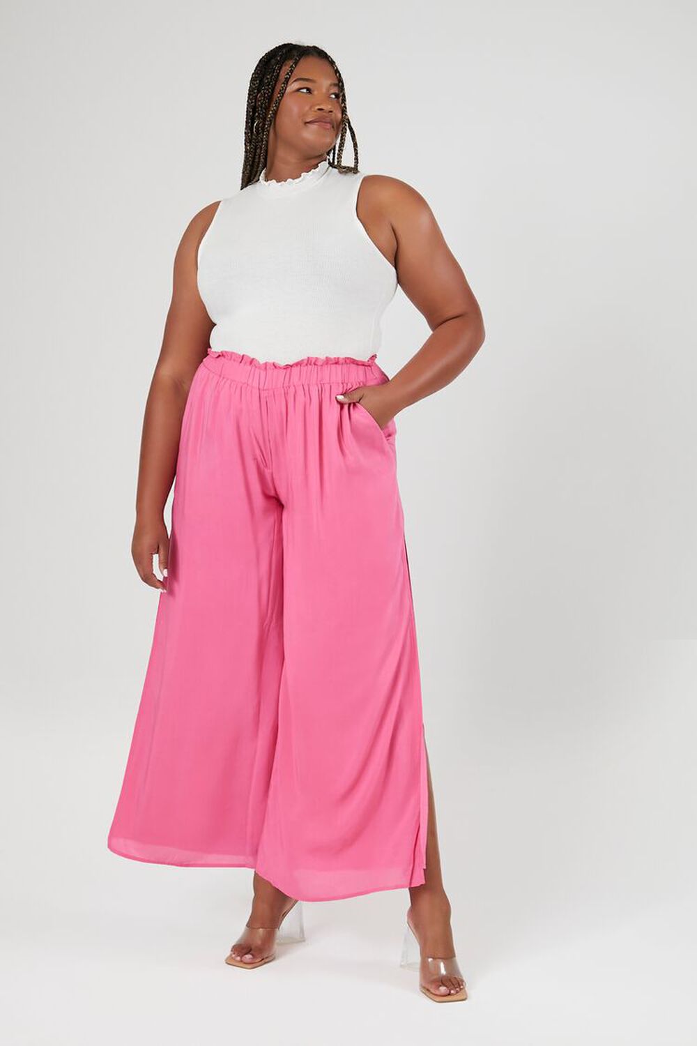 Plus Size Split Wide-Leg Pants FOREVER21