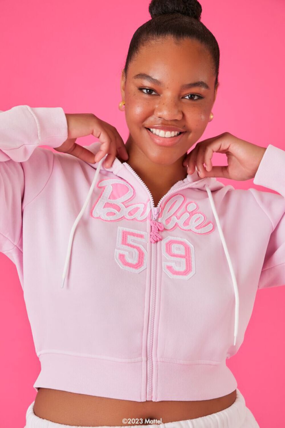 Plus Size Barbie Zip-Up Hoodie FOREVER21