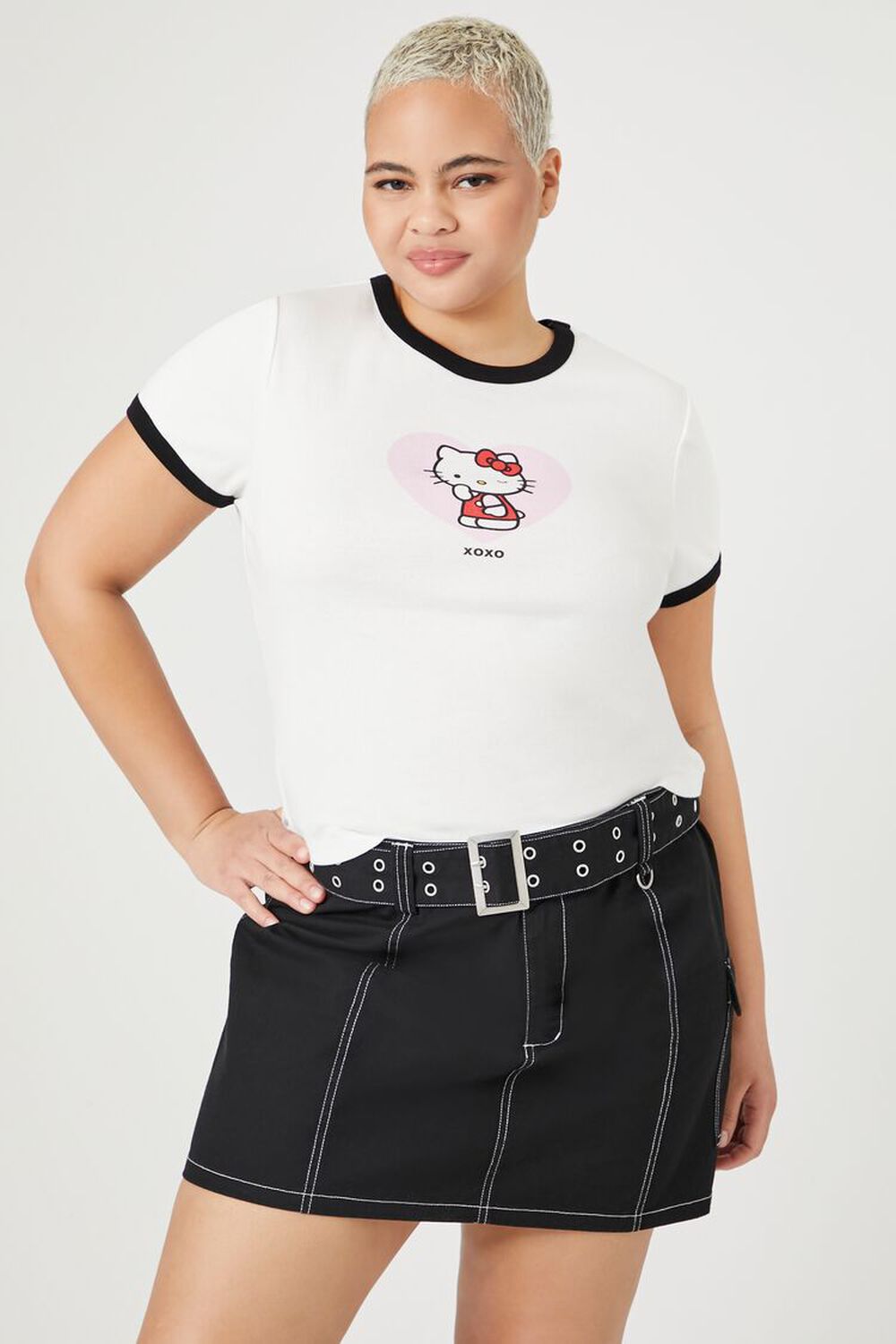 Plus Size Twill Belted Mini Skirt FOREVER21