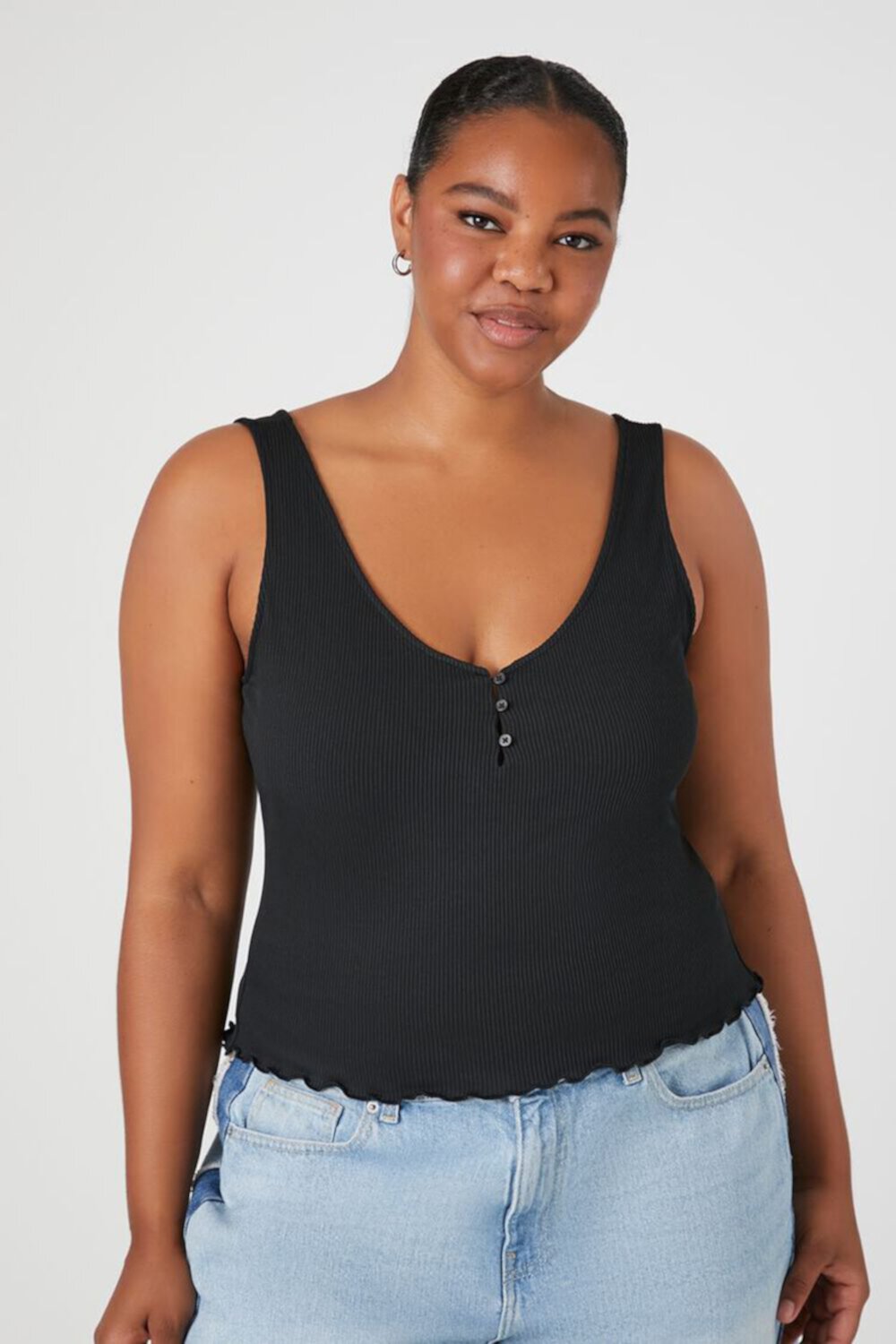 Plus Size Lettuce-Edge Tank Top FOREVER21