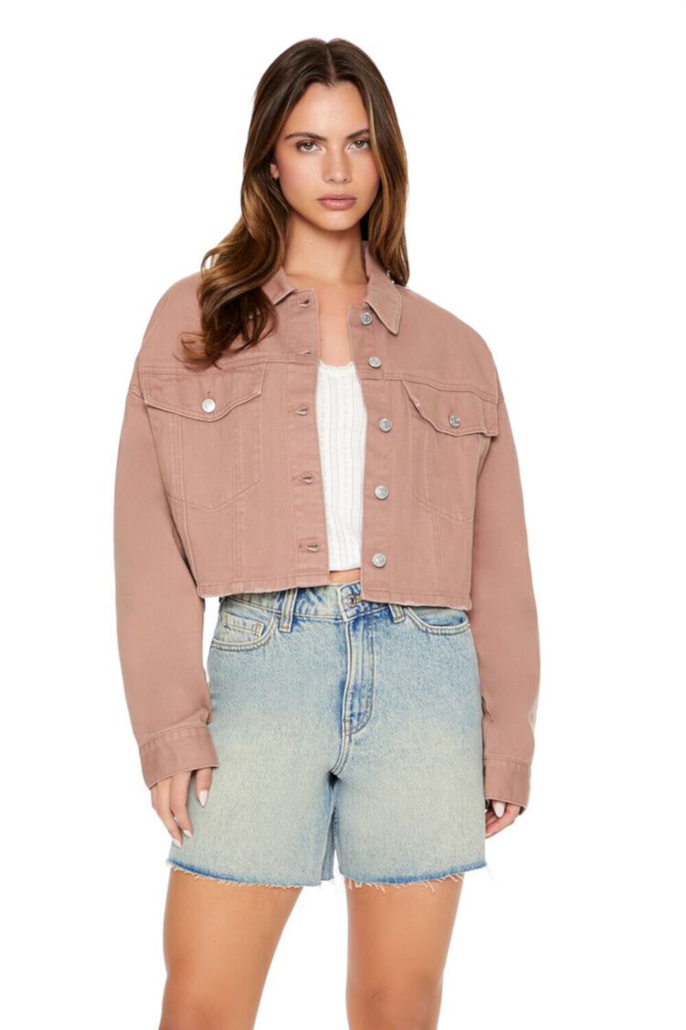 Женская Джинсовая Куртка FOREVER21 Cropped Denim Trucker Jacket Forever21