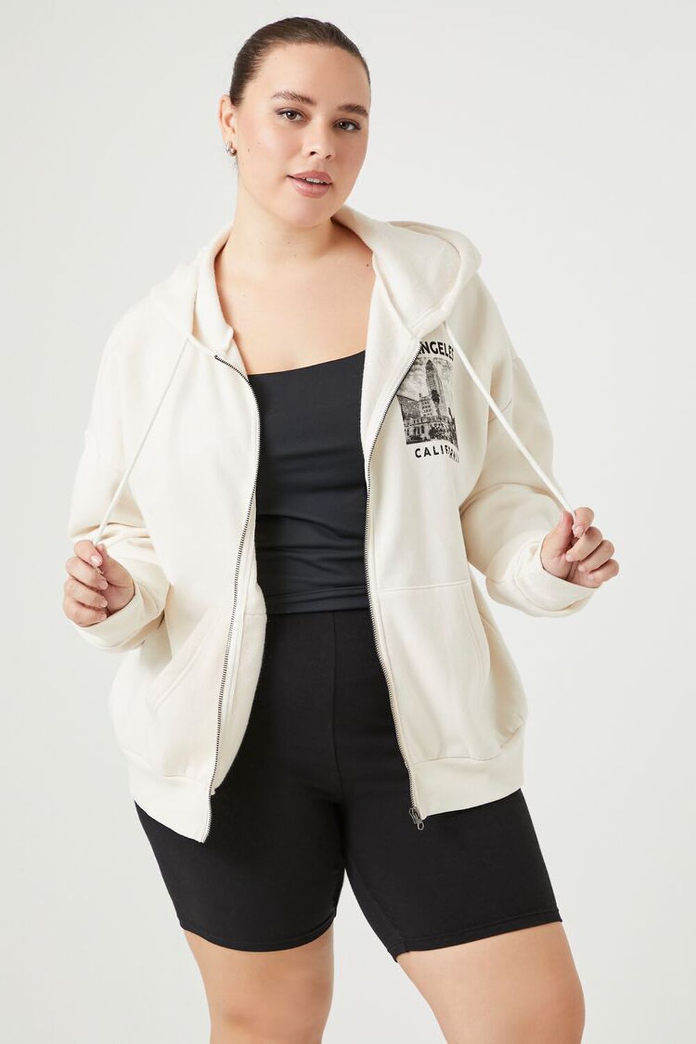 Plus Size Los Angeles Zip-Up Hoodie FOREVER21