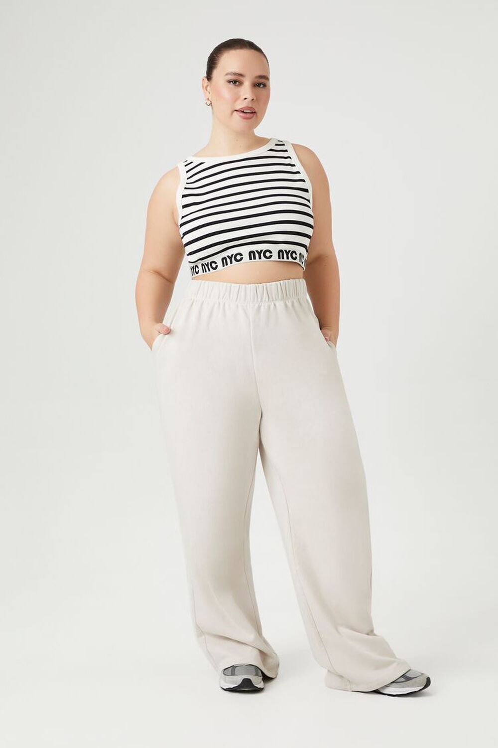 Plus Size French Terry Straight-Leg Pants FOREVER21