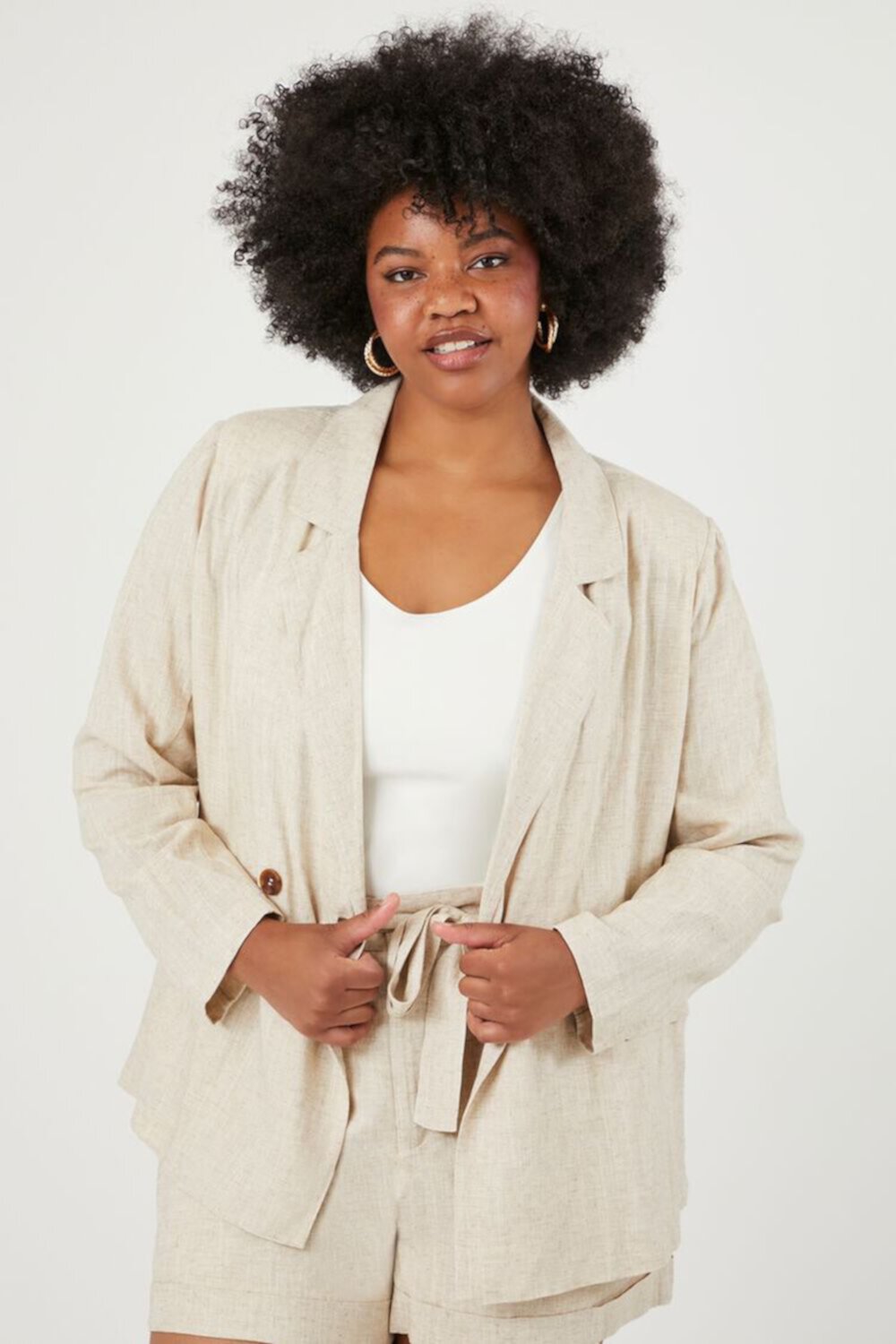 Plus Size Notched Blazer FOREVER21