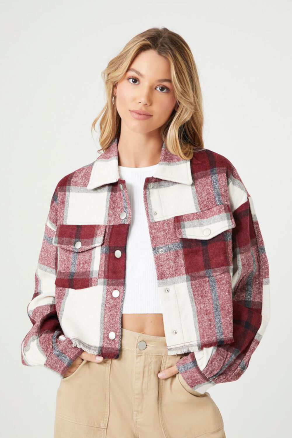 Женская Повседневная рубашка F21 Cropped Plaid F21