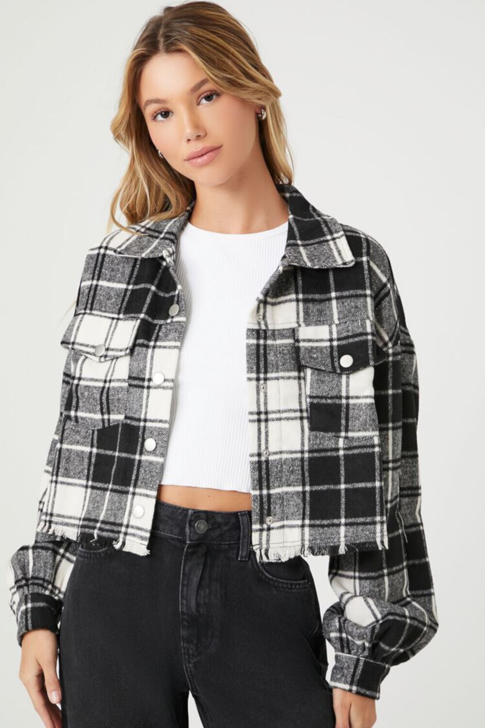 Женская Повседневная рубашка F21 Cropped Plaid F21