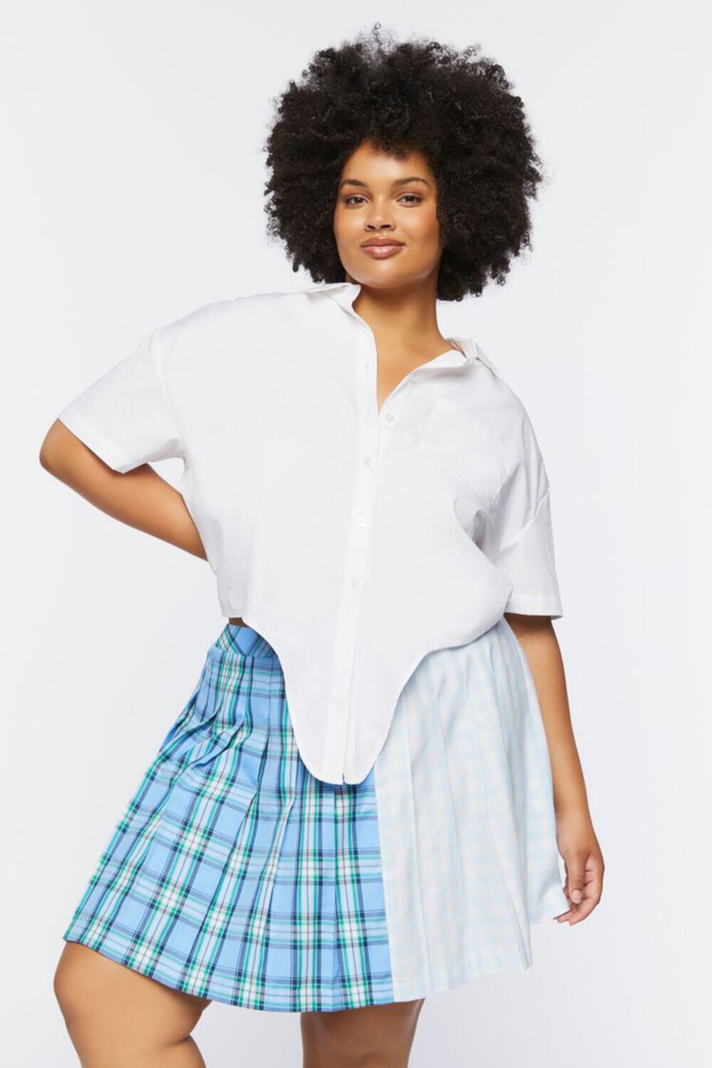 Plus Size Reworked Plaid Mini Skirt FOREVER21