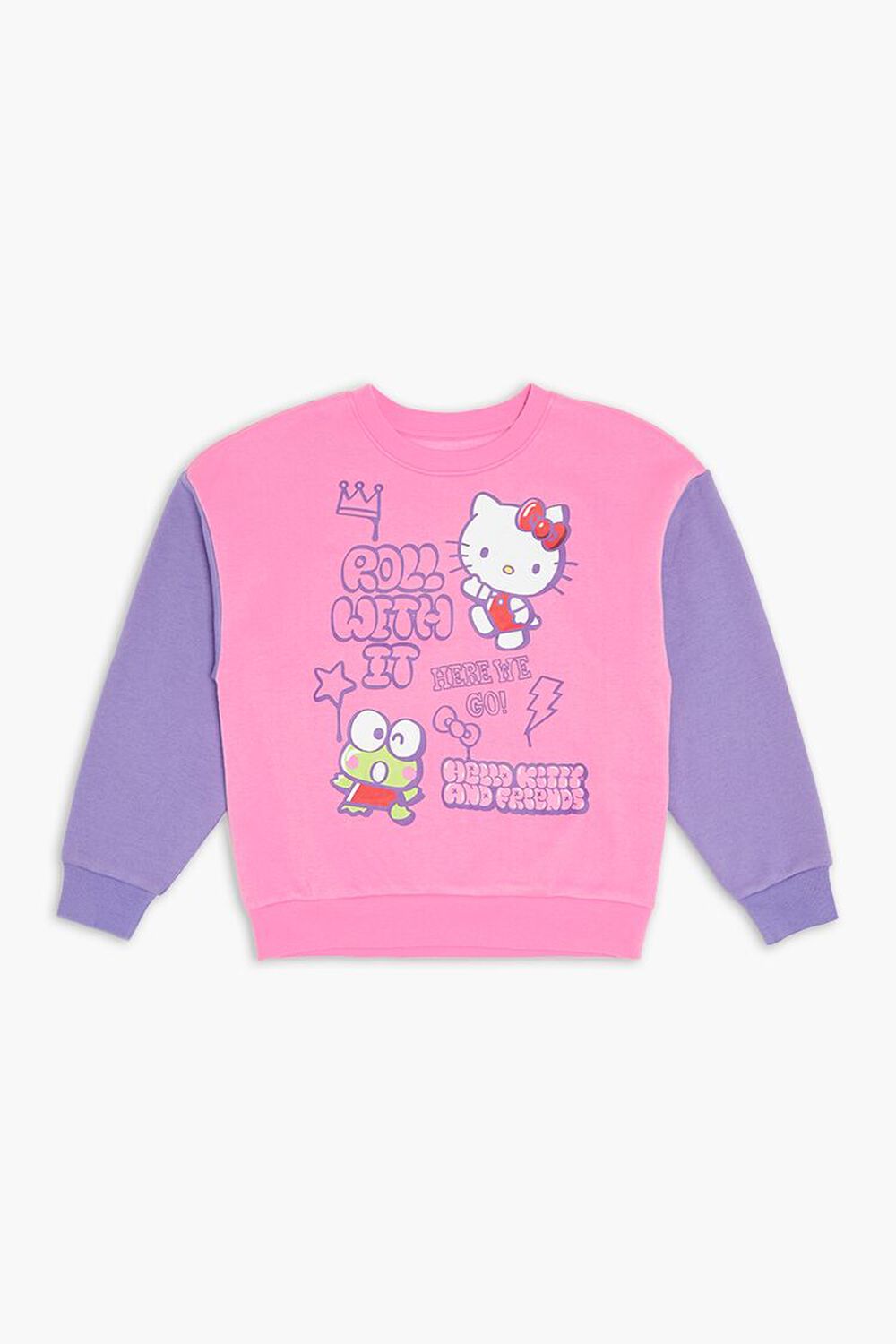 Детский свитер с принтом Hello Kitty и её друзьями от Forever 21, с длинными рукавами FOREVER21