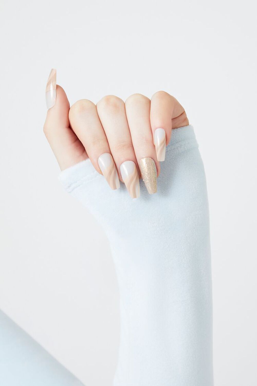 Striped Sparkle Press-On Nails FOREVER21