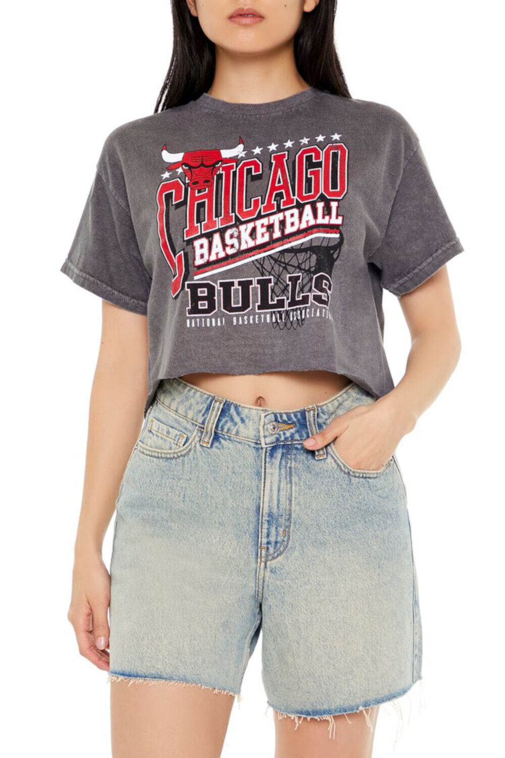 Женская Футболка F21 Cropped Chicago Bulls Graphic F21