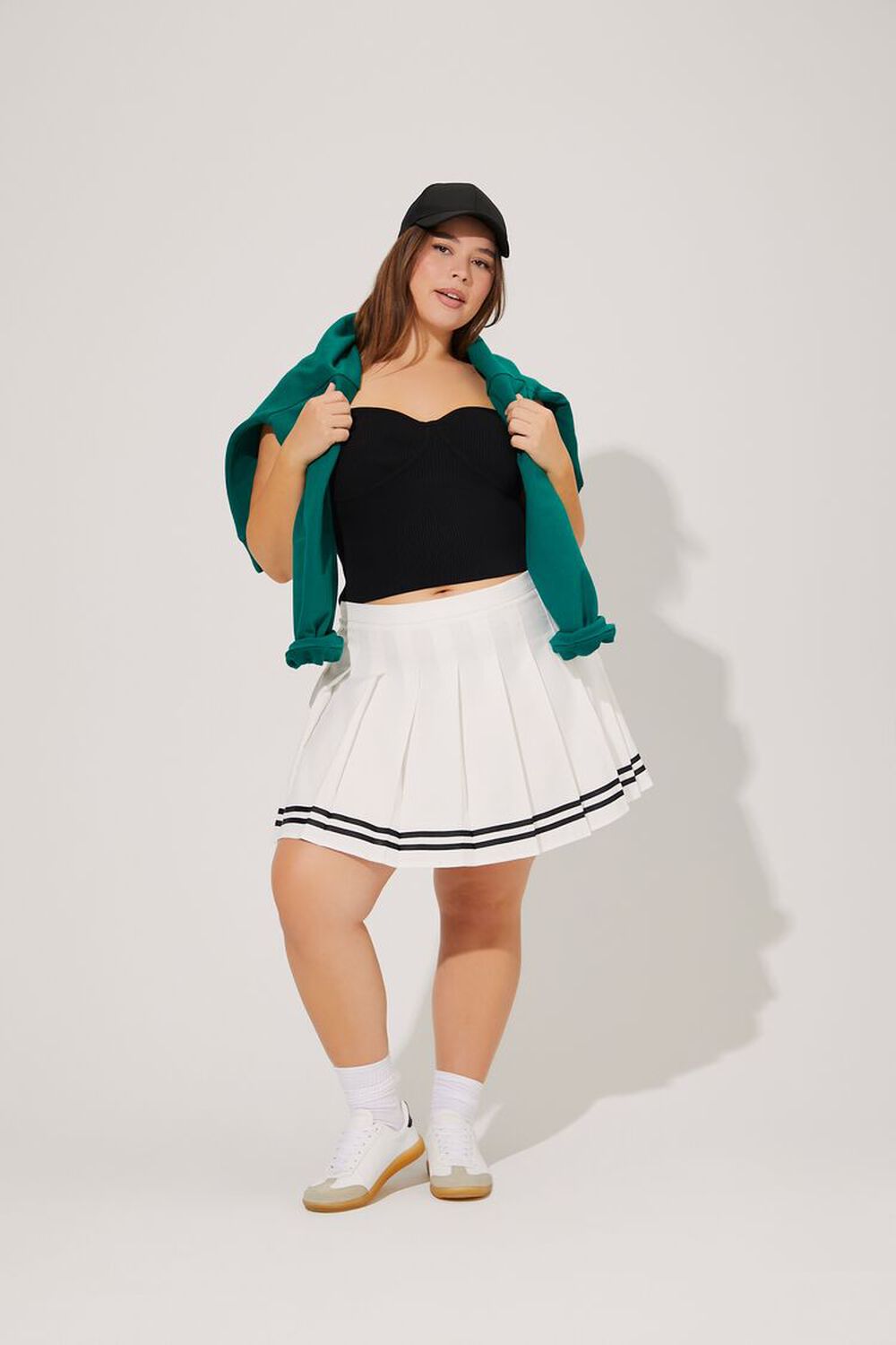 Plus Size Varsity-Striped Mini Skirt FOREVER21