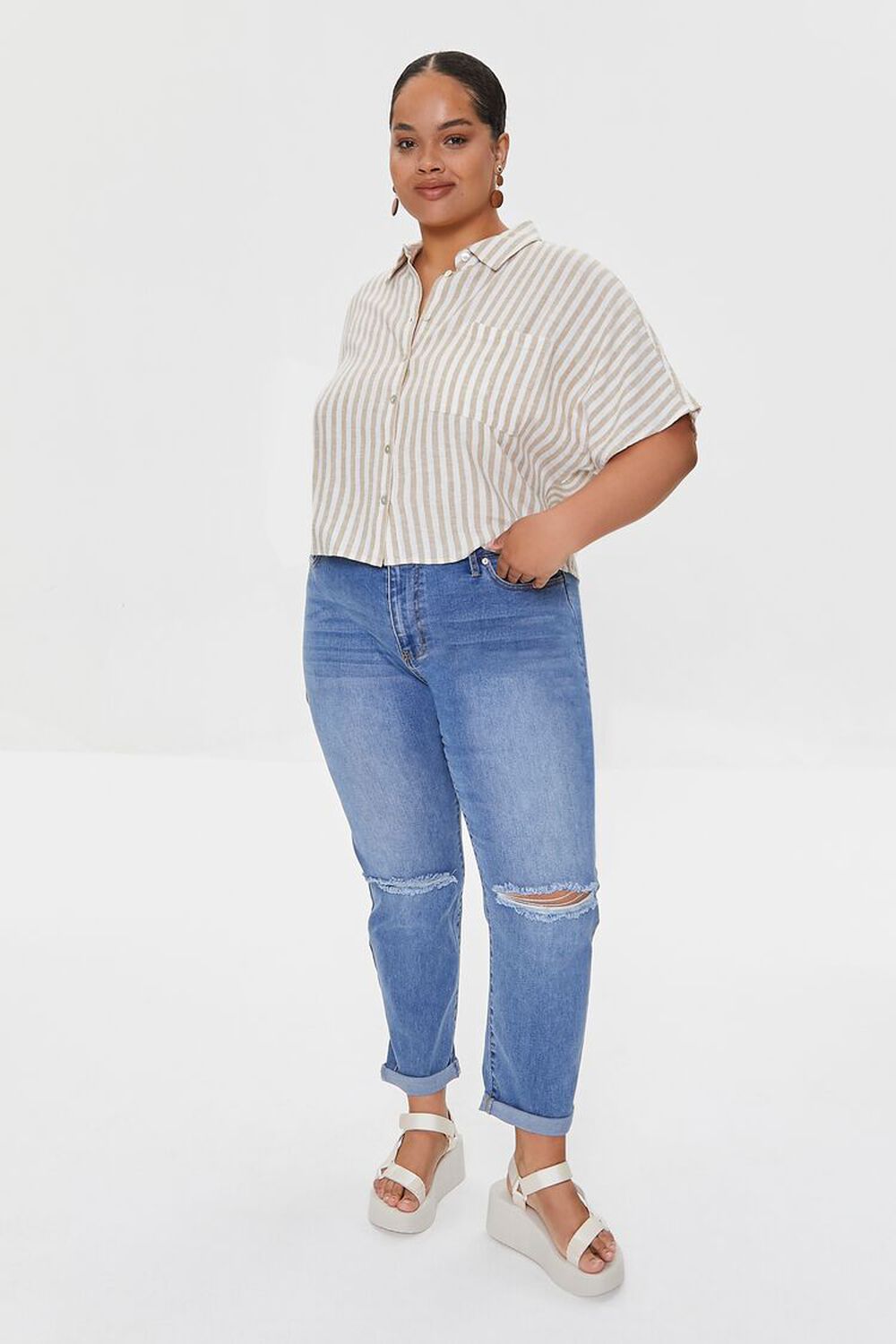 Женские Прямые джинсы FOREVER21 Plus Size Distressed FOREVER21