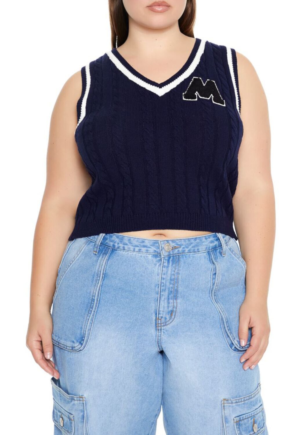 Plus Size Cropped Sweater Vest FOREVER21