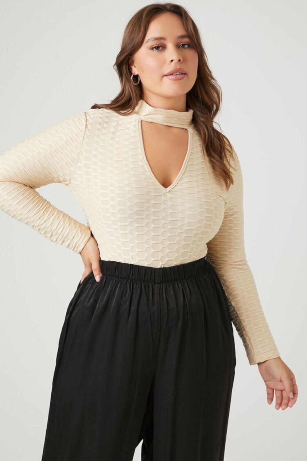 Женское Боди FOREVER21 Plus Size Cutout Mock Neck FOREVER21