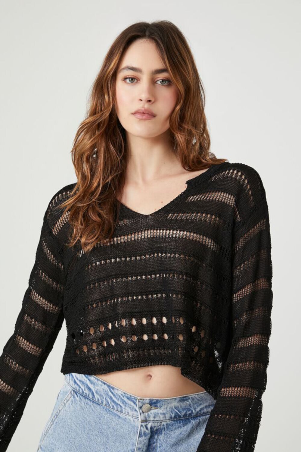 Женский Свитер FOREVER21 Cropped Open-Knit FOREVER21