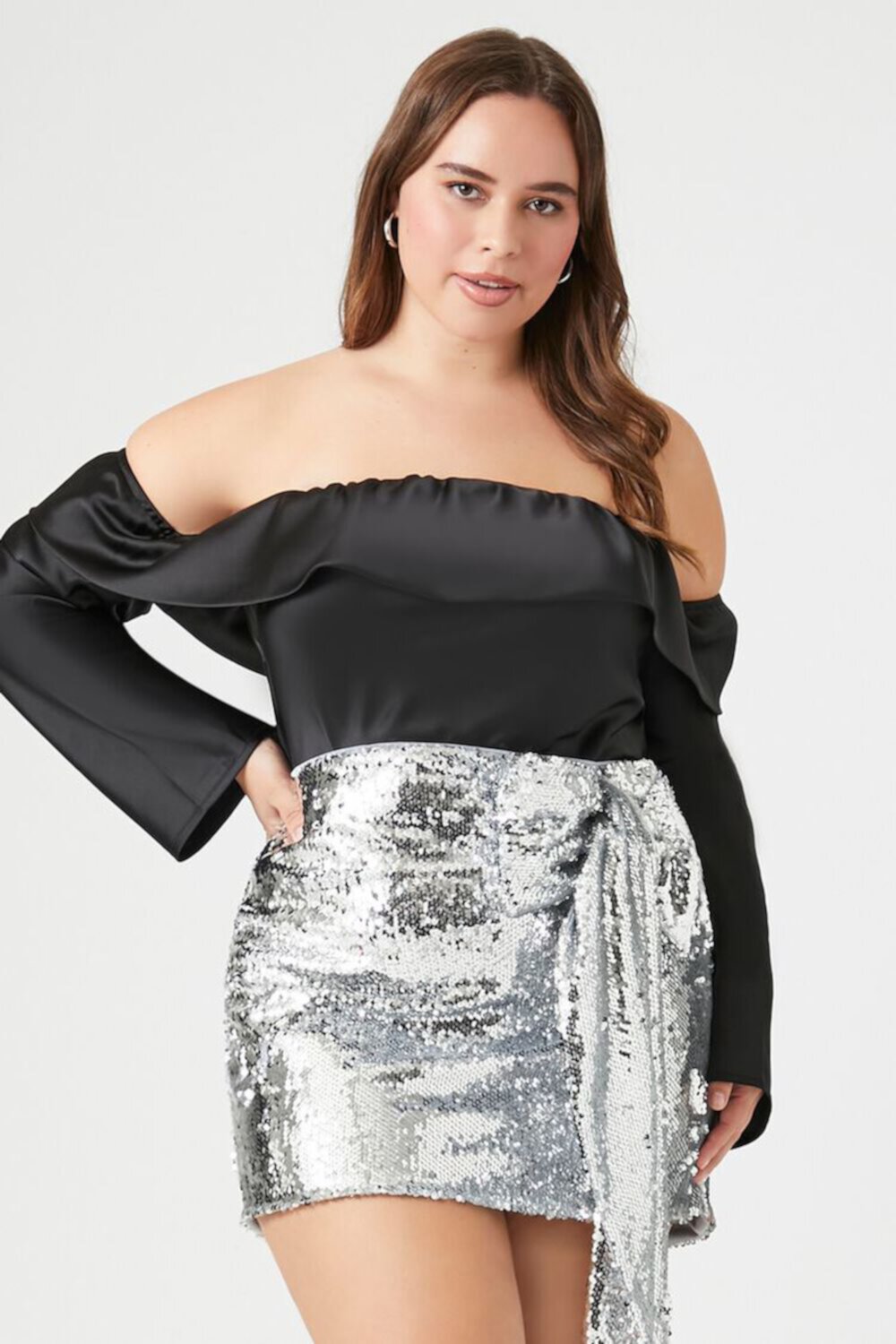 Plus Size Satin Off-The-Shoulder Top FOREVER21