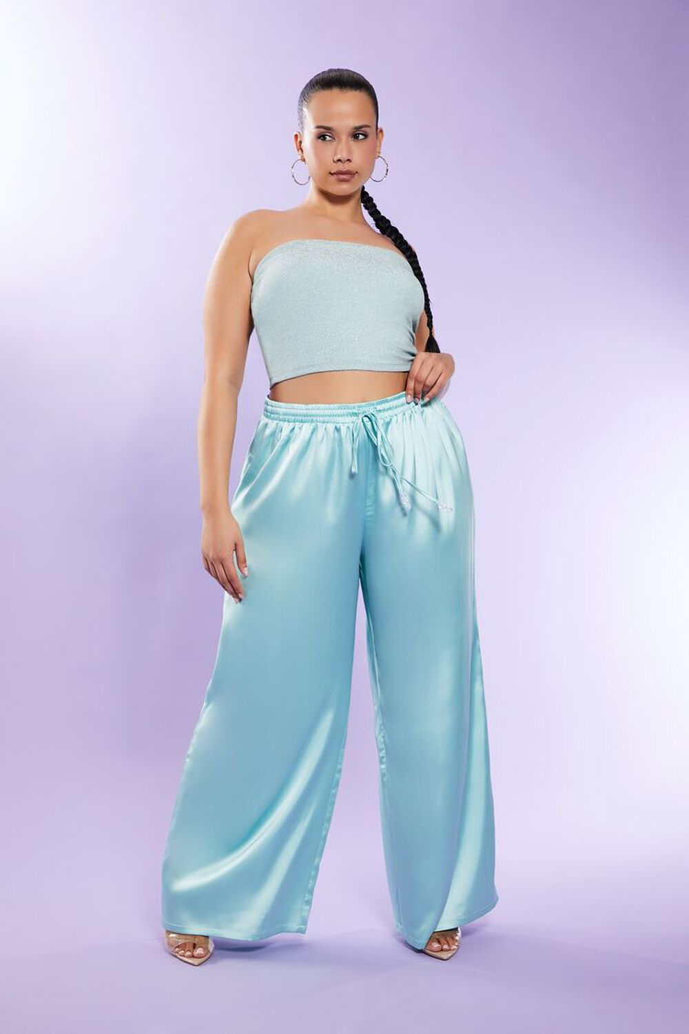 Plus Size Satin Wide-Leg Pants FOREVER21