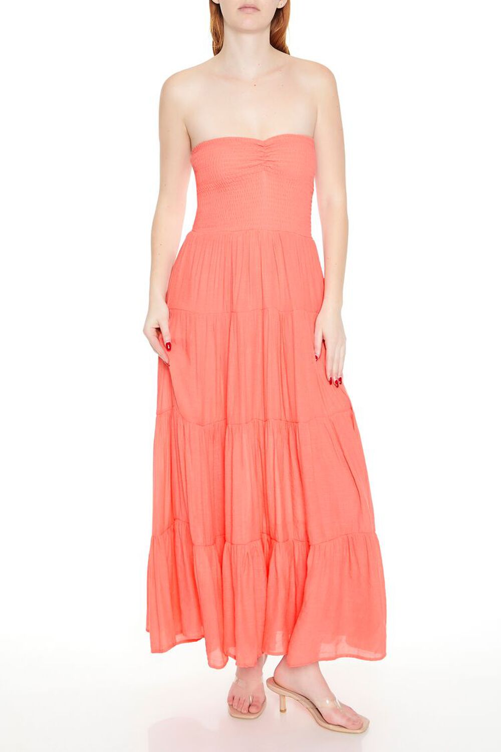 Tiered Strapless Maxi Dress FOREVER21