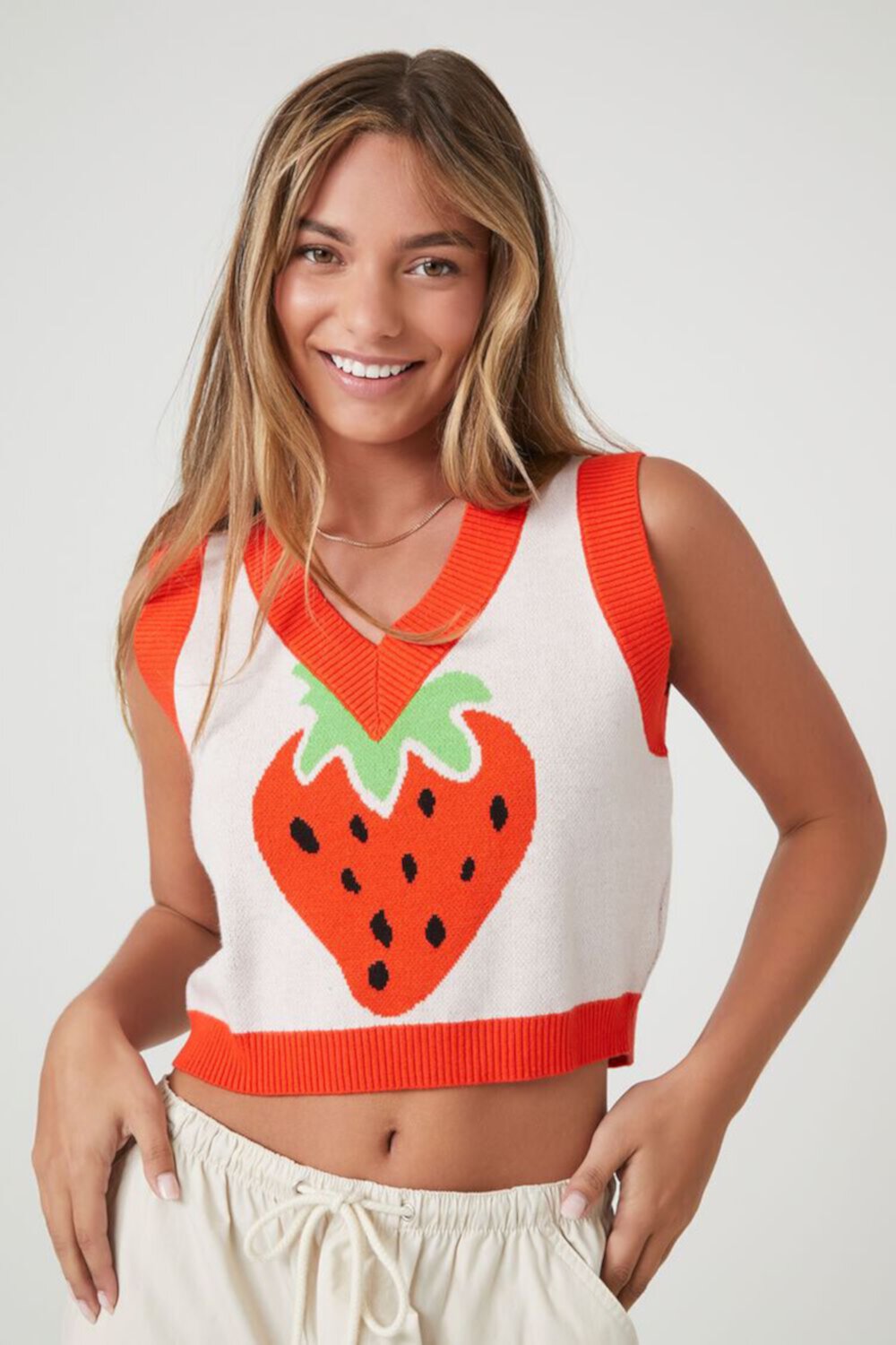 Женский Жилет FOREVER21 Cropped Strawberry FOREVER21