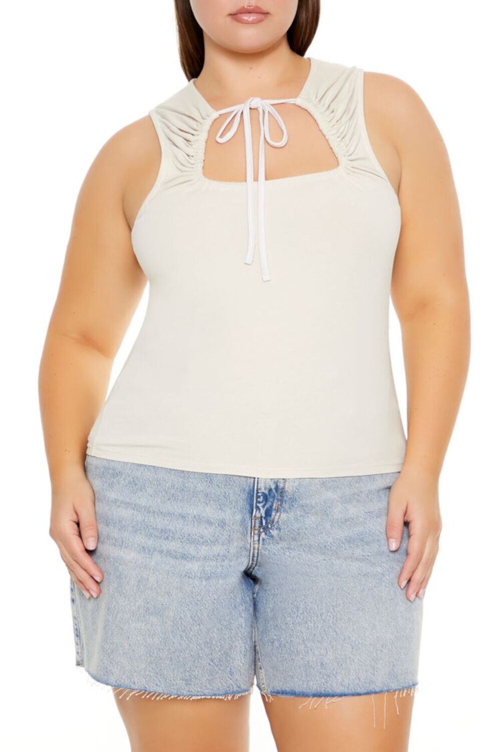 Plus Size Ruched Cutout Tank Top FOREVER21