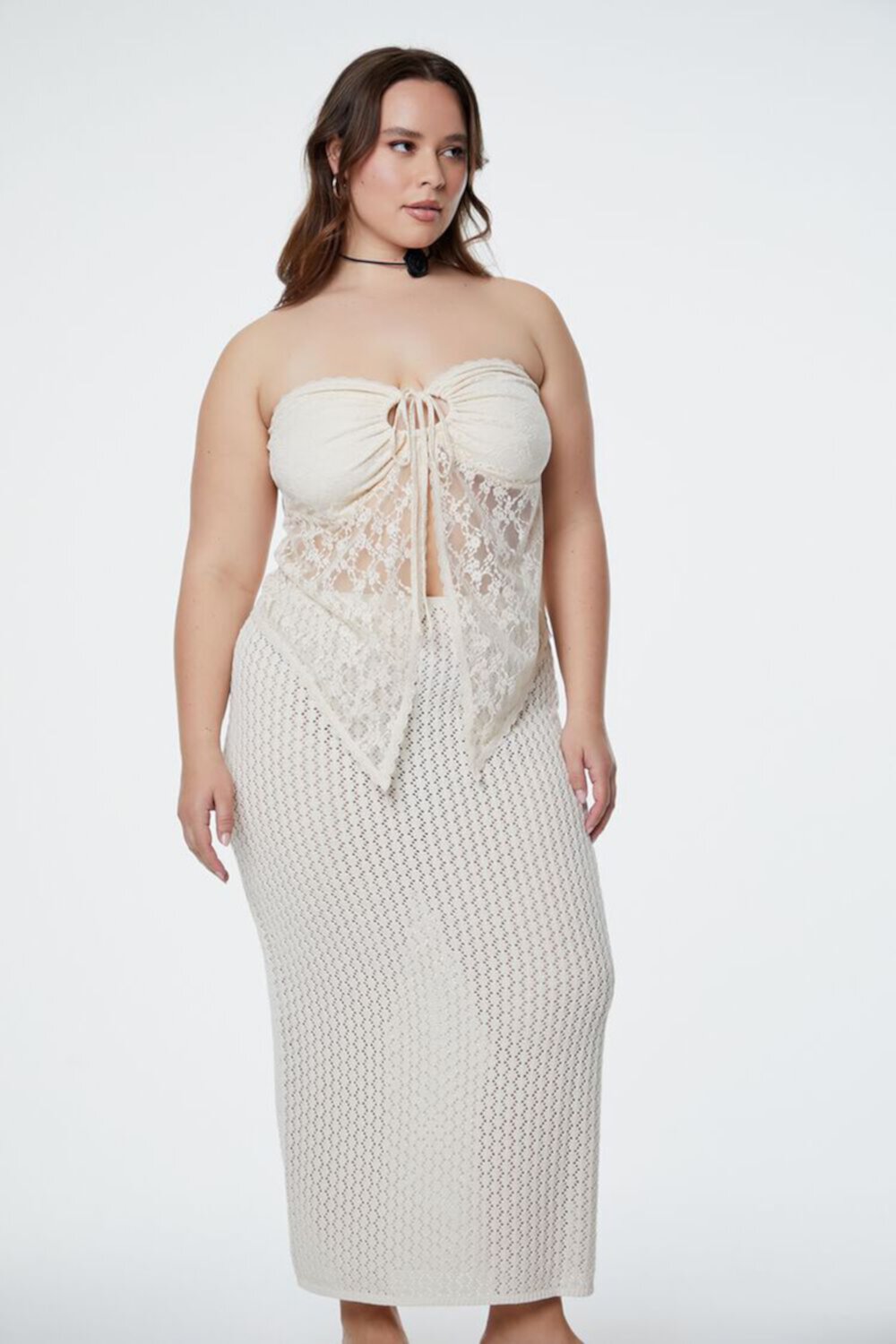 Plus Size Crochet Sweater-Knit Skirt FOREVER21