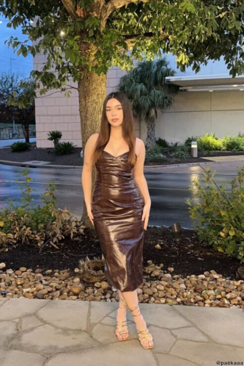 Faux Leather Slit Midi Dress FOREVER21