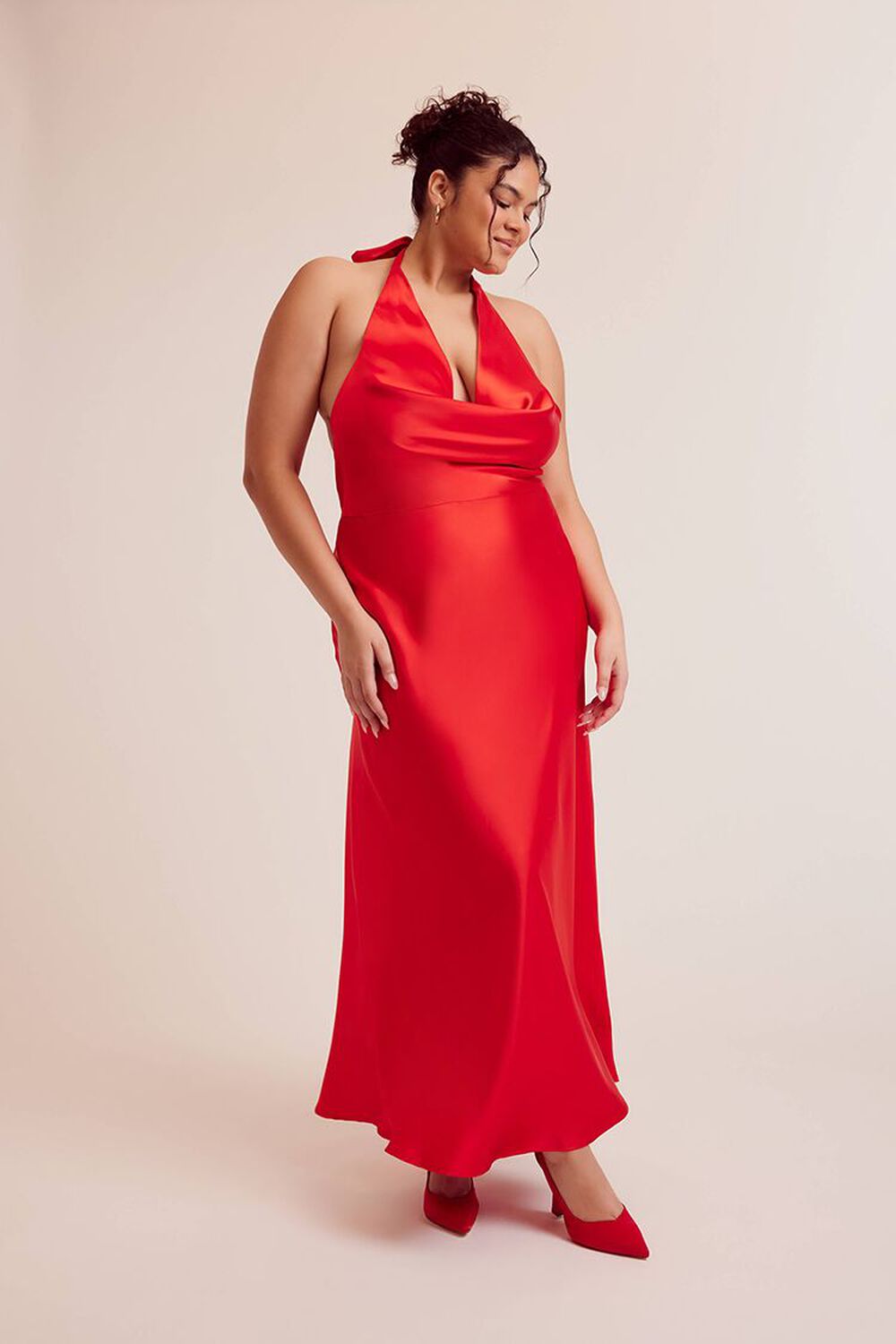 Plus Size Satin Halter Maxi Dress FOREVER21