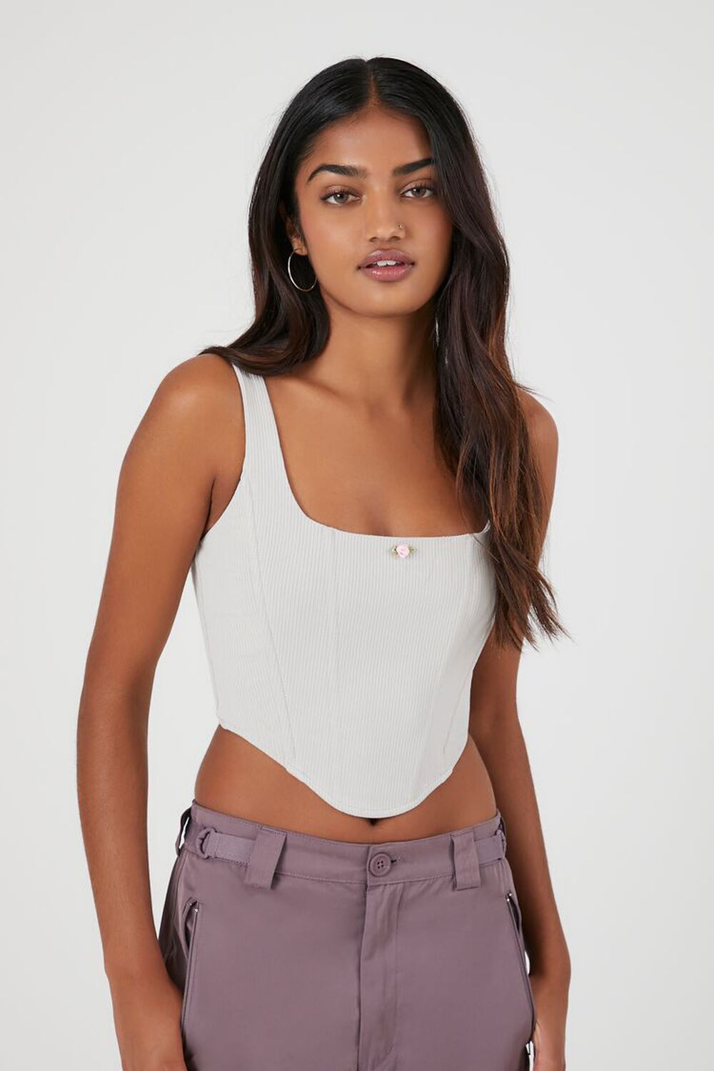 Женский Корсет FOREVER21 Ribbed Rose Cropped FOREVER21