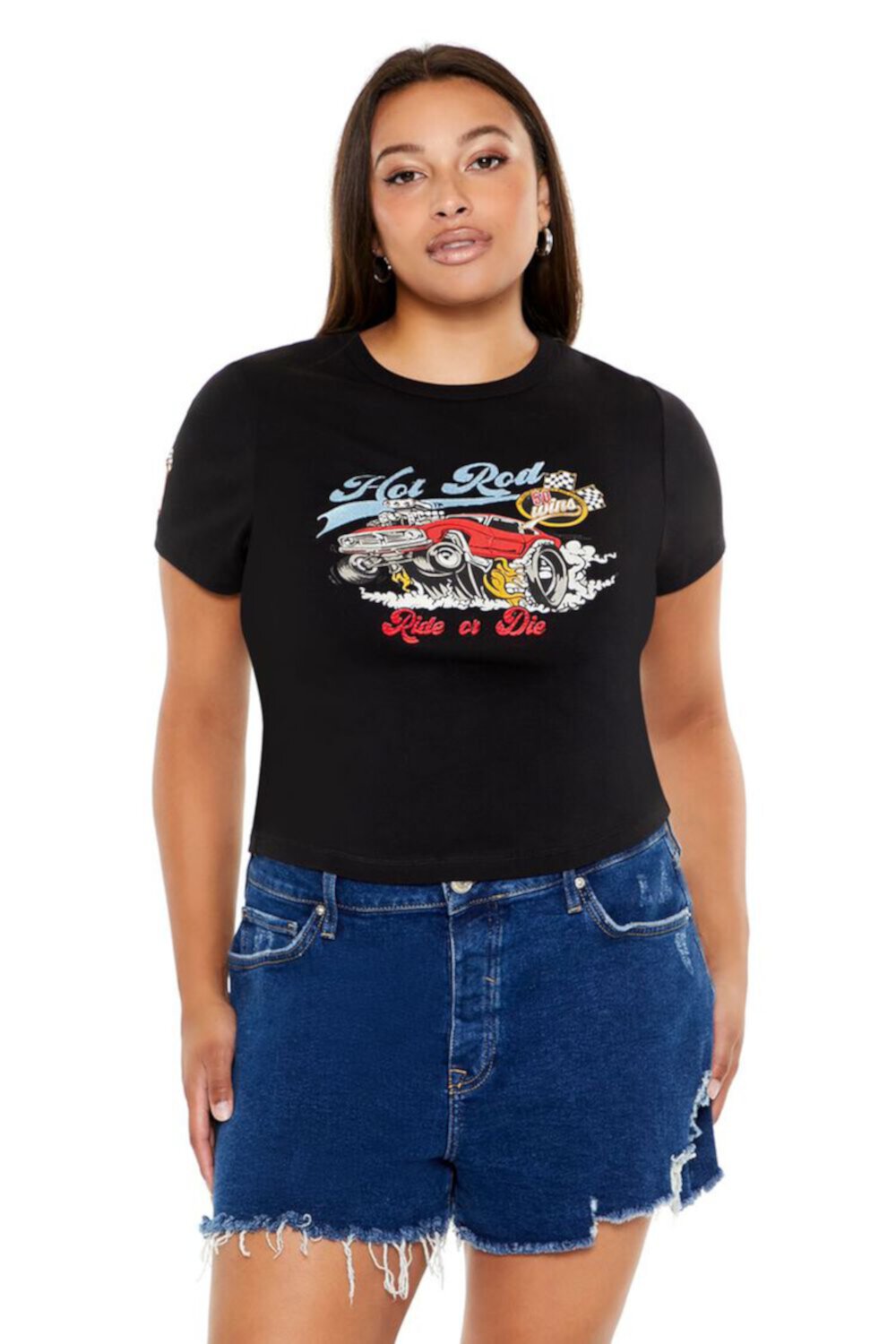 Женская Футболка FOREVER21 Plus Size Hot Rod Graphic FOREVER21