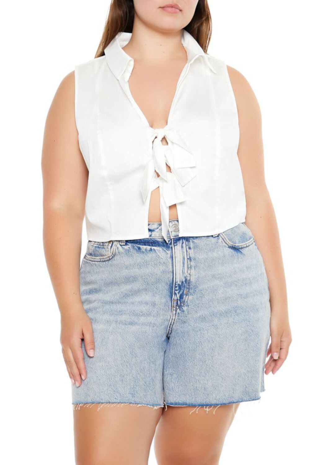 Plus Size Tie-Front Sleeveless Top FOREVER21