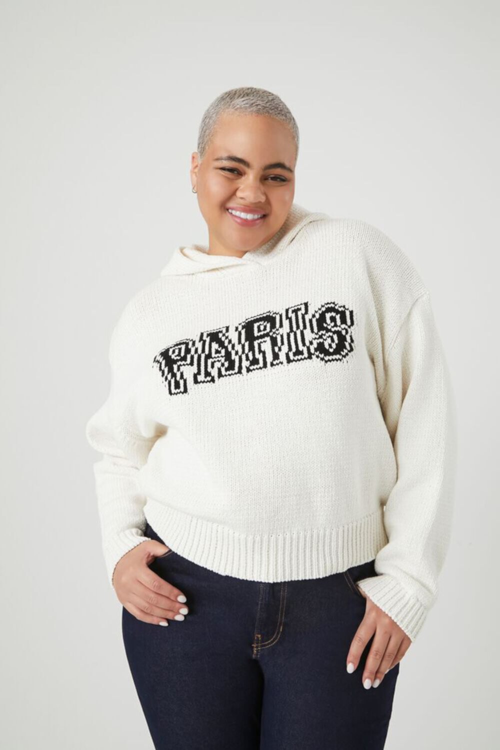 Plus Size Sweater-Knit Paris Graphic Hoodie FOREVER21