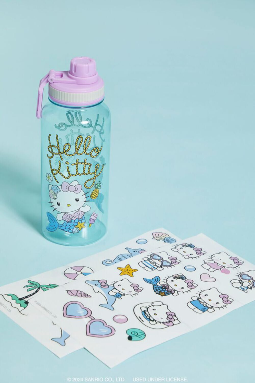 Hello Kitty Mermaid Water Bottle & Sticker Set FOREVER21