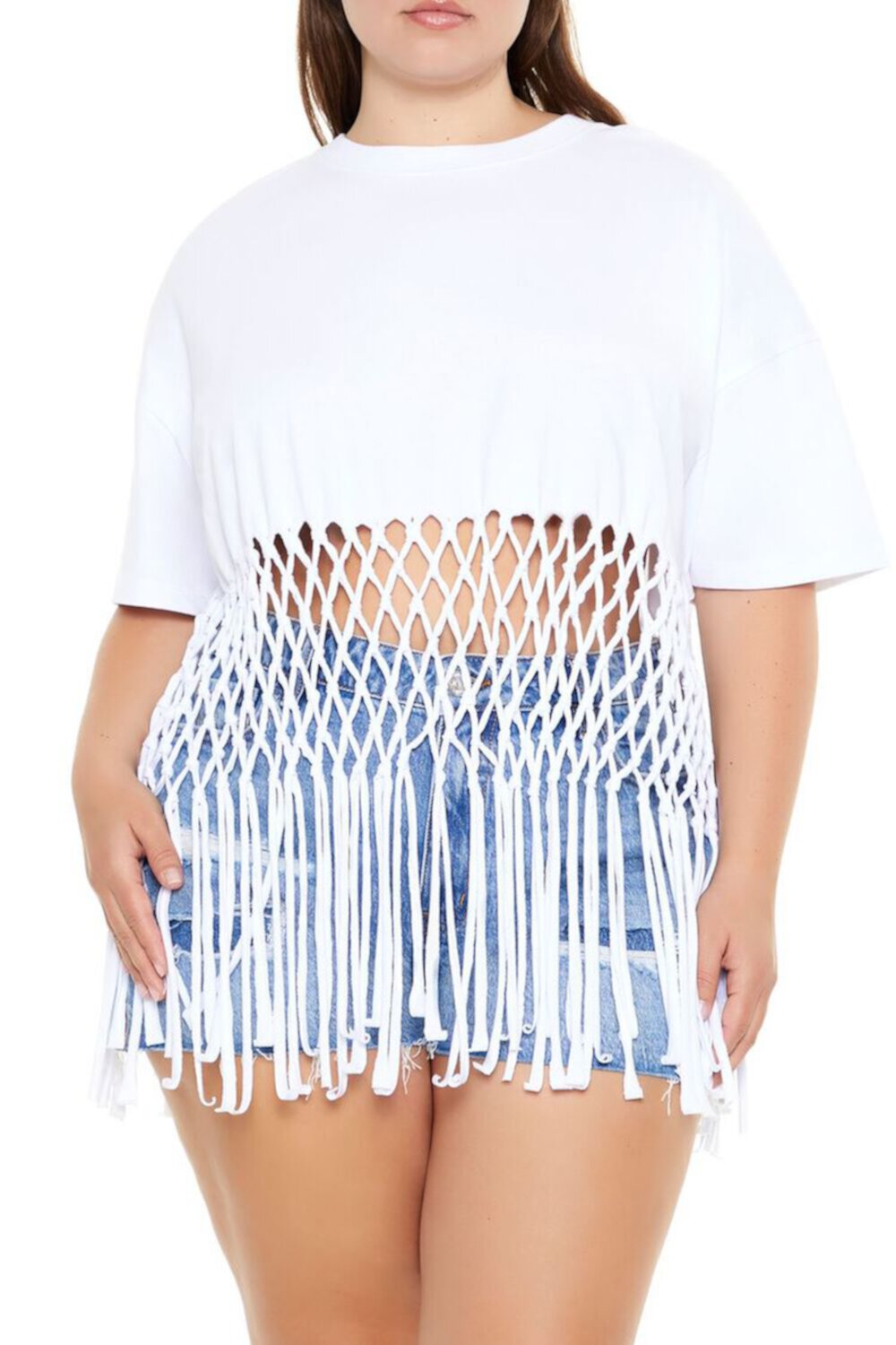 Plus Size Fringe-Trim Cropped Tee F21