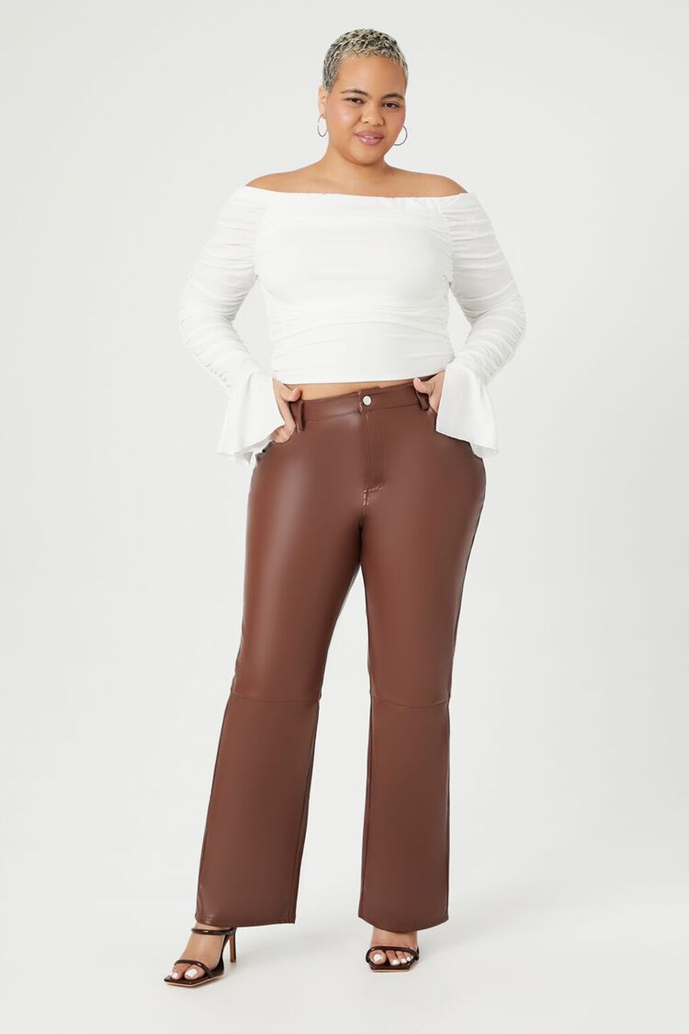 Plus Size Faux Leather Straight Pants FOREVER21