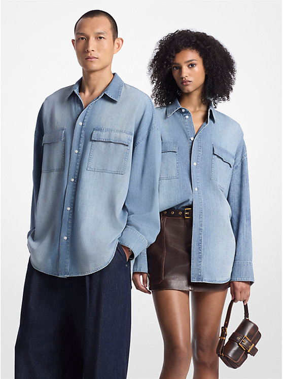 Женский Топ на бретелях Michael Kors Oversized Chambray Shirt Michael Kors