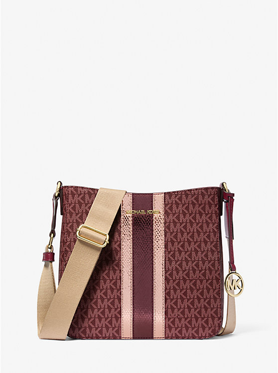 Сумка мессенджер Michael Kors Jet Set Travel Small Signature Logo и металлическая Michael Kors