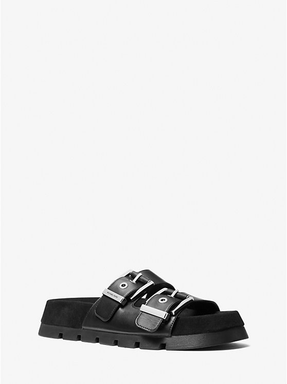 Женские Босоножки на каблуке Michael Kors Colby Suede and Leather Flat Sandal Michael Kors