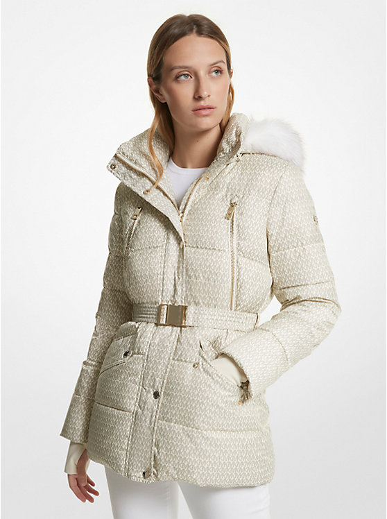 Женский Пуховик Michael Kors Faux Fur Trim Quilted Belted Puffer Jacket Michael Kors