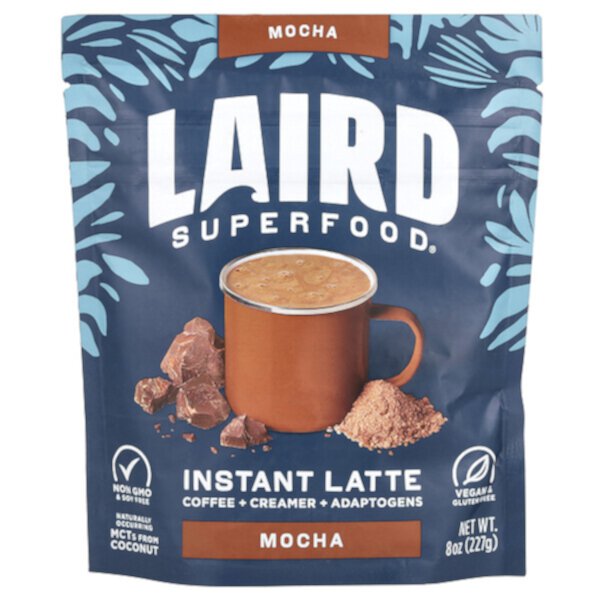 Instant Latte, Coffee + Creamer + Adaptogens, Mocha, 8 oz (Унции) (227 g) Laird Superfood