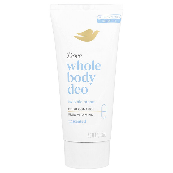 Whole Body Deo, Invisible Cream, Unscented, 2.5 fl oz (73 ml) Dove