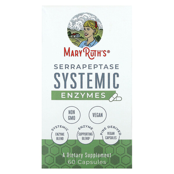 Serrapeptase Systemic Enzymes, 60 Capsules (Капсулы) MaryRuth's