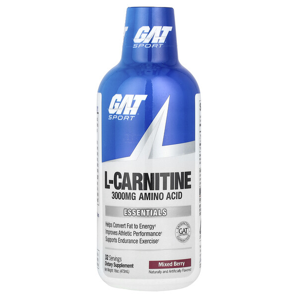 L-Carnitine, Amino Acid, Mixed Berry, 3,000 mg, 16 oz (Унции) (473 ml) GAT