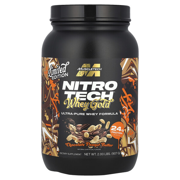 Nitro-Tech® Whey Gold, шоколадно-арахисовое масло, 907 г, 24 г белка в порции Muscletech