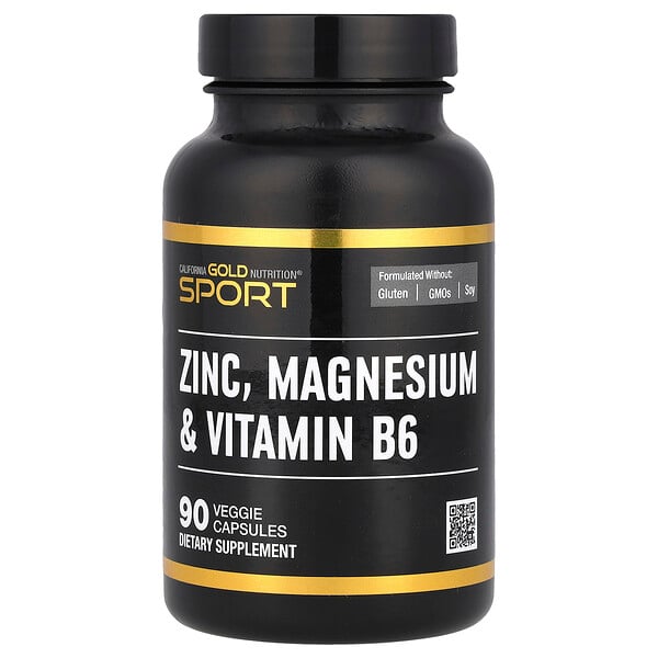 Sport, Zinc, Magnesium, & Vitamin B6, 90 Veggie Capsules (Капсулы на растительной основе) California Gold Nutrition