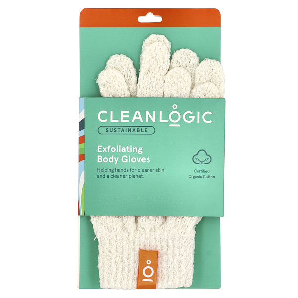 Sustainable, Exfoliating Body Gloves, 1 Pair Clean Logic