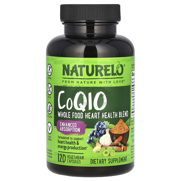 CoQ10, Whole Food Heart Health Blend, 120 Vegetarian Capsules (Вегетарианские капсулы) NATURELO