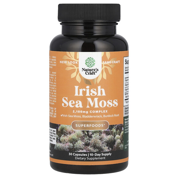 Irish Sea Moss, 2,100 mg, 30 Capsules (Капсулы) (700 mg per Capsule) Nature's Craft