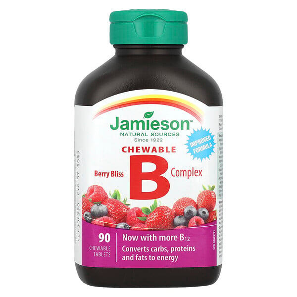 Chewable Vitamin B Complex, Berry Bliss, 90 Chewable Tablets (Жевательные таблетки) Jamieson Vitamins